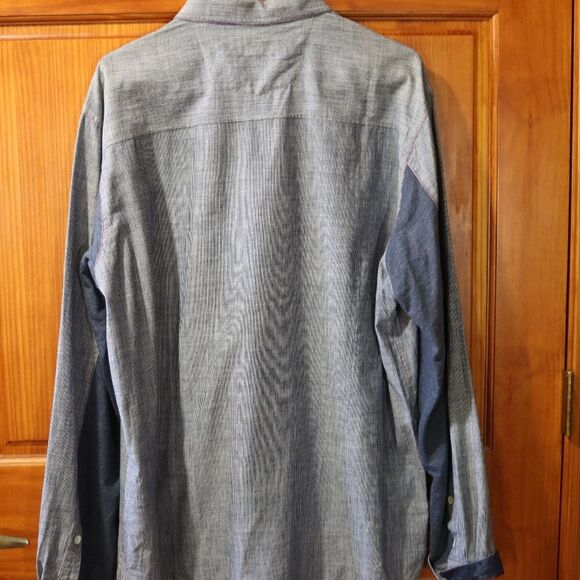 Robert Graham Blue Gray Pin Stripe Camo Flip Cuff Sleeves Button Down Shirt 2X - Picture 10 of 16